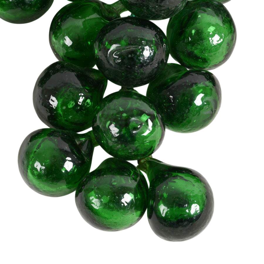 Five Hand-Blown Green Glass Grape Clusters-4