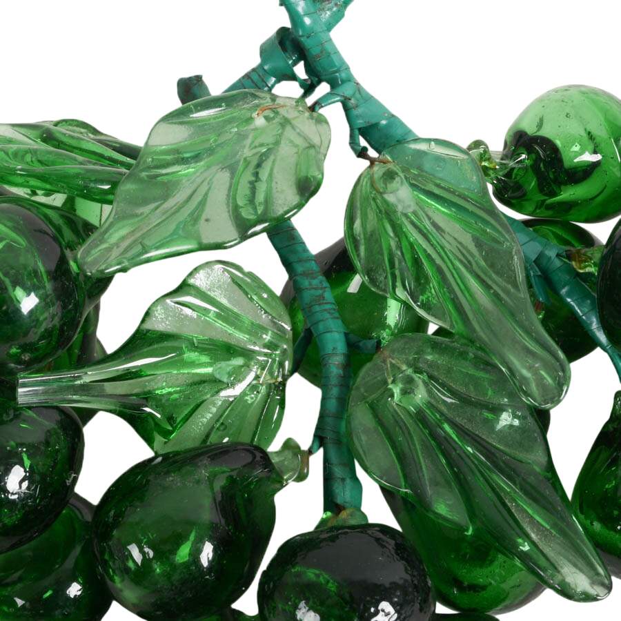 Five Hand-Blown Green Glass Grape Clusters-3