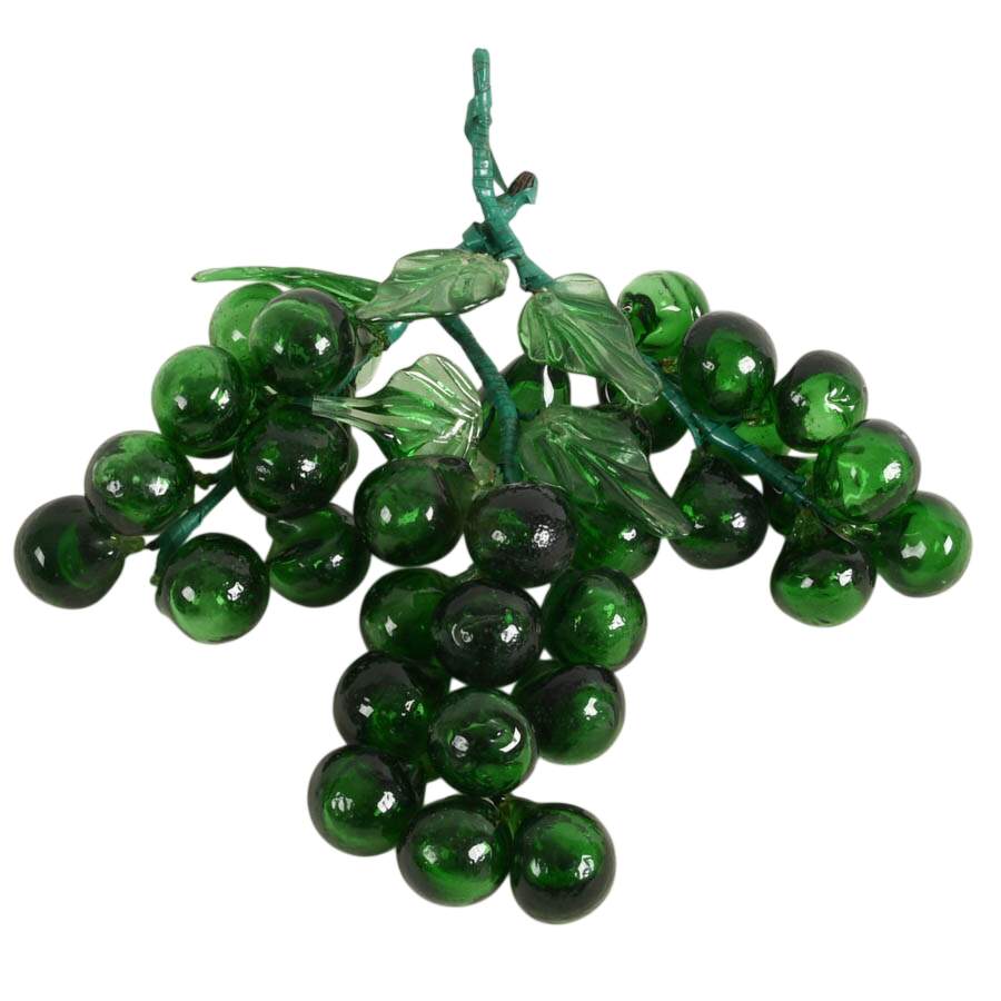 Five Hand-Blown Green Glass Grape Clusters-2