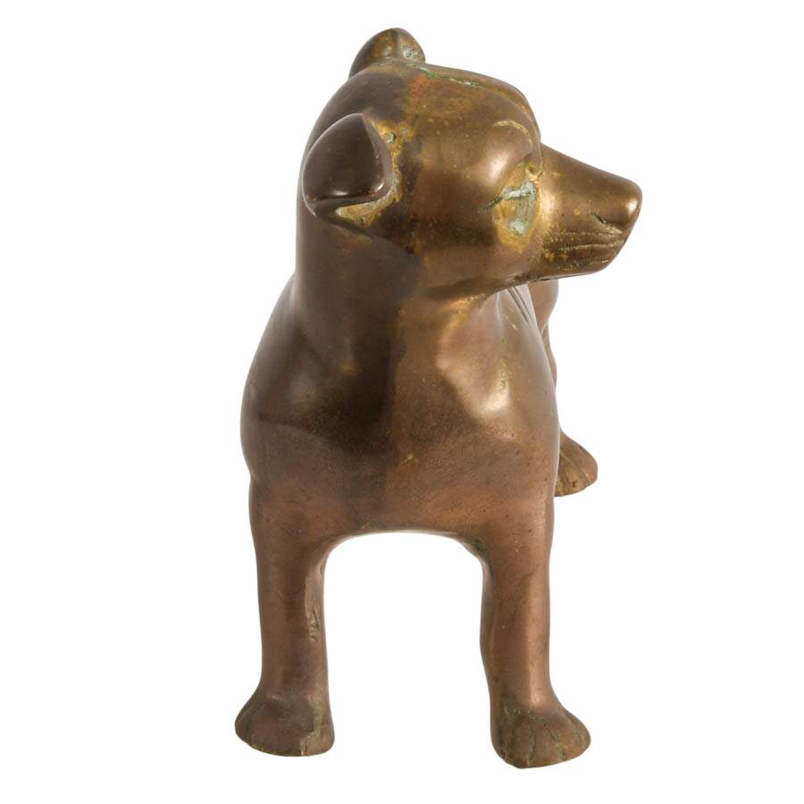 Mid-Century Solid Brass Bull Terrier Dog Doorstop-6