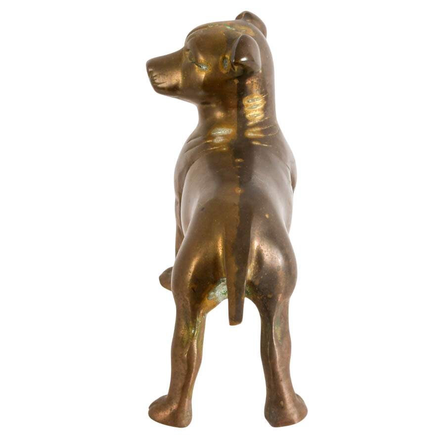 Mid-Century Solid Brass Bull Terrier Dog Doorstop-4