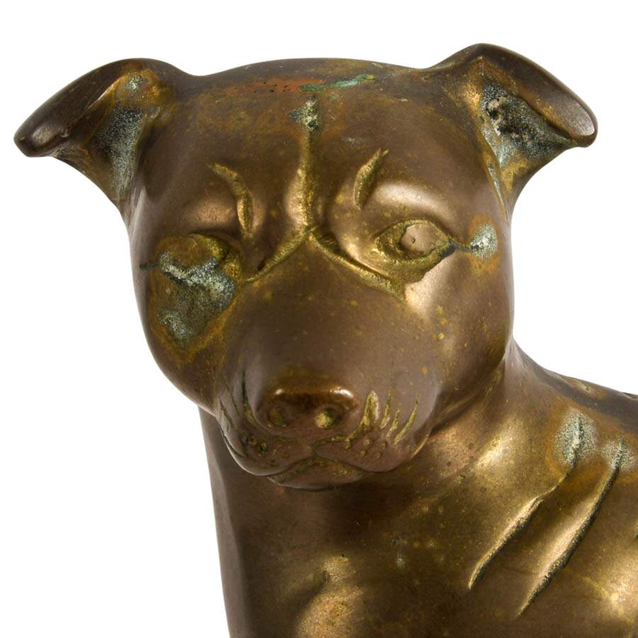 Mid-Century Solid Brass Bull Terrier Dog Doorstop-2