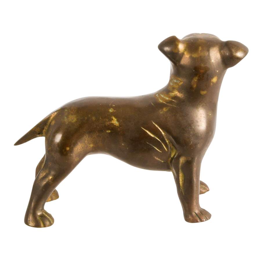 Mid-Century Brass Staffordshire Terrier Dog Doorstop-5