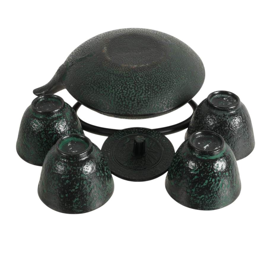 Japanese Nanbu Tetsubin Cast Iron Teapot and Cups-8
