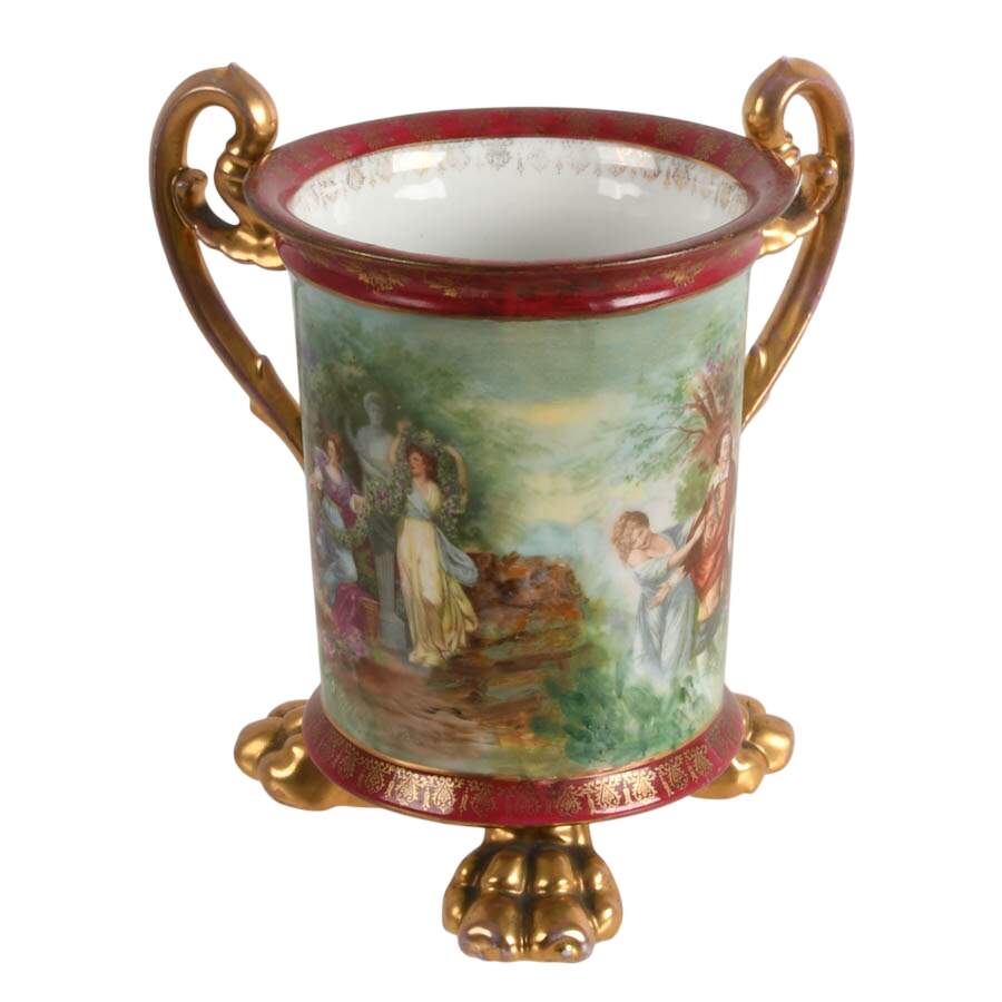Antique Victoria Austria Hand-Painted Porcelain Loving Cup-6