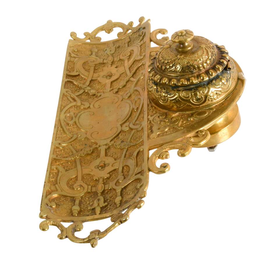 Antique French Bronze Inkwell with Pen Tray-7