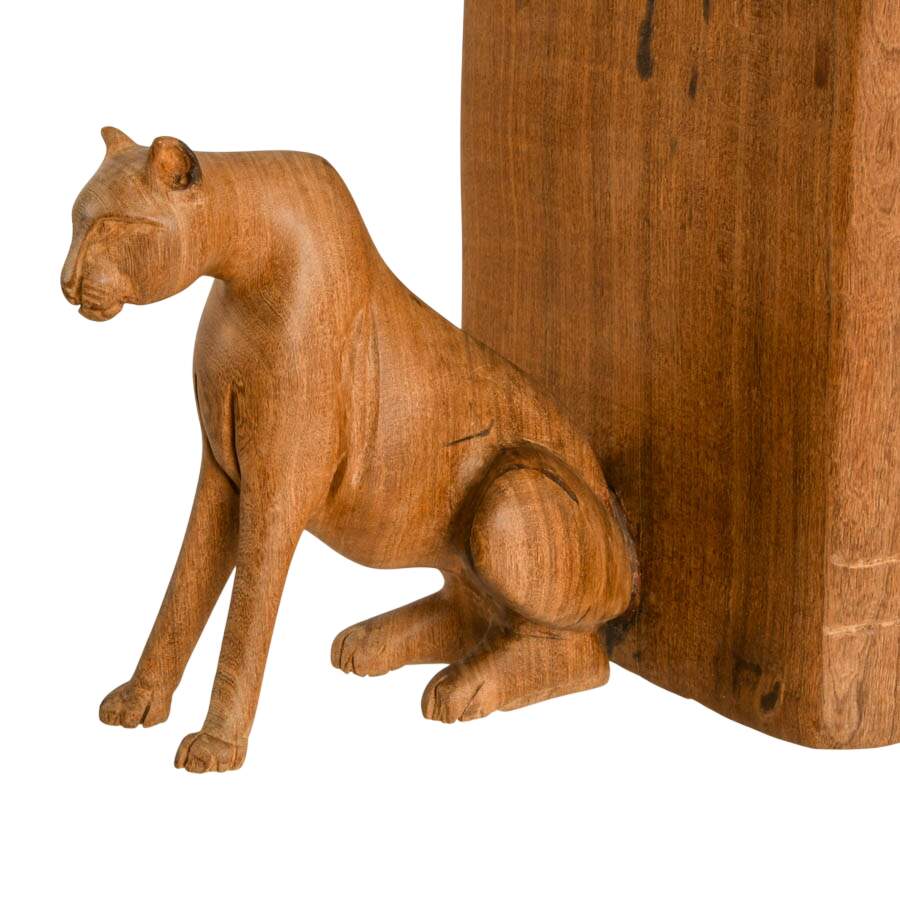 Pair of Hand-Carved Kenyan Jacaranda Wood Cheetah Bookends-4