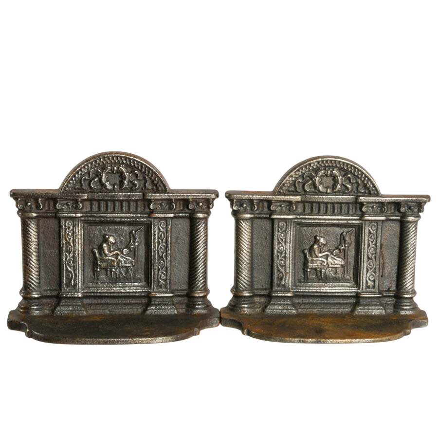 Betsy Ross First Flag Cast Iron Bookends in the Style of Bradley & Hubbard-1