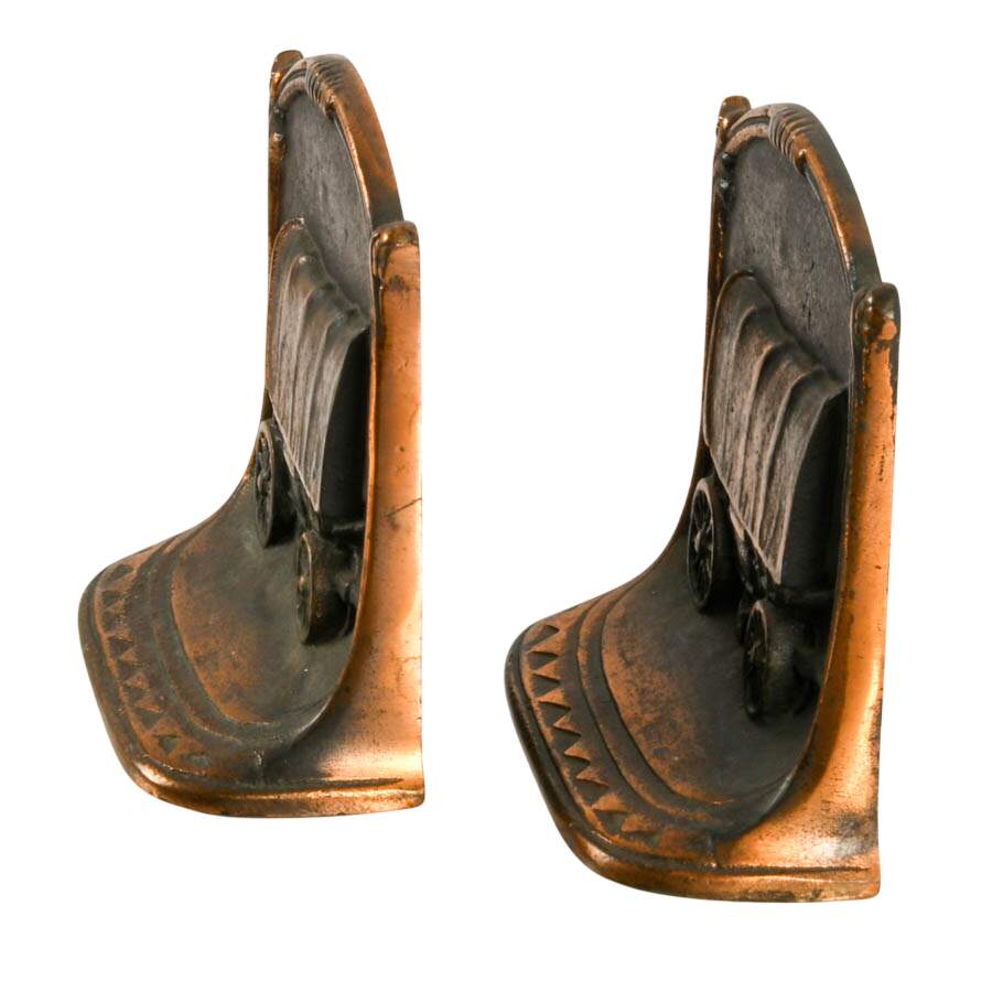 W. H. Howell Co. Cast Iron "Tracking West" Bookends-3