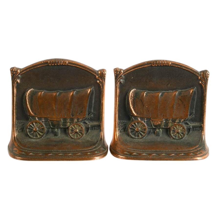 W. H. Howell Co. Cast Iron "Tracking West" Bookends-1