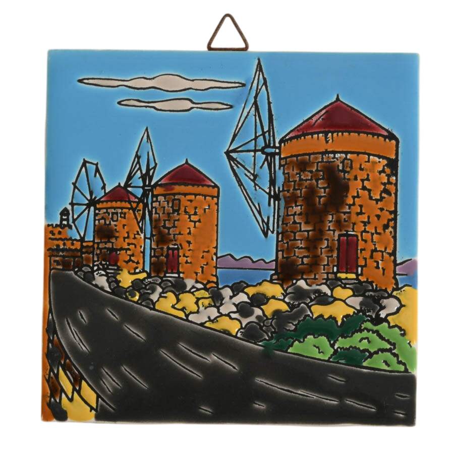 Trio of Handmade Tiles of Rhodes, Greece by Neofitou Keramik-4