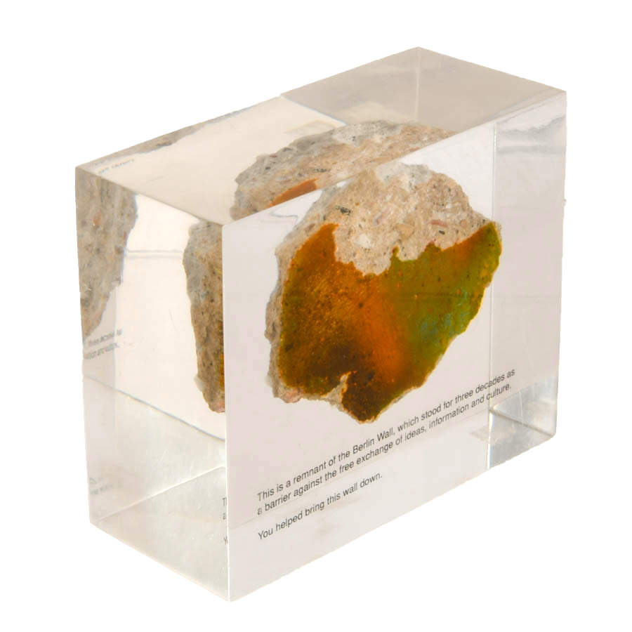 Encased Berlin Wall Fragment in Lucite Display-6