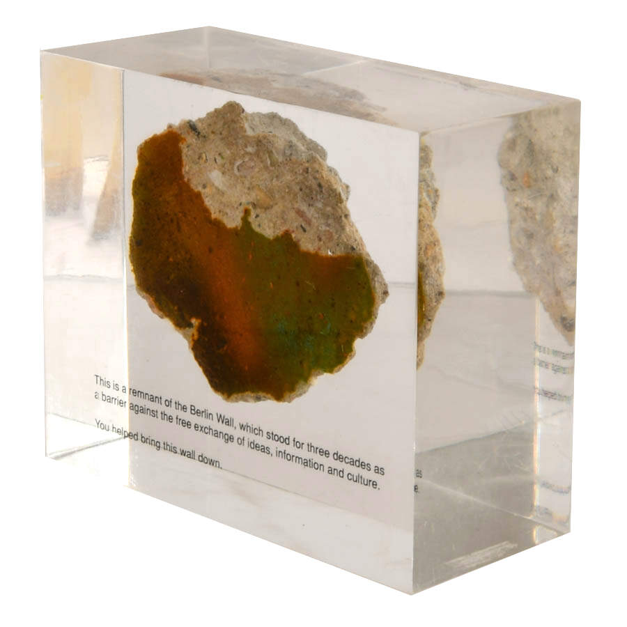 Encased Berlin Wall Fragment in Lucite Display-2