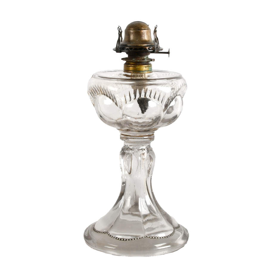 Antique Pressed Glass Oil Lamp-1