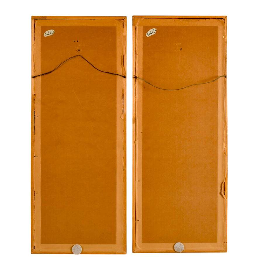 Antique Pair of Framed Handmade Ephemera Wall Décor-11