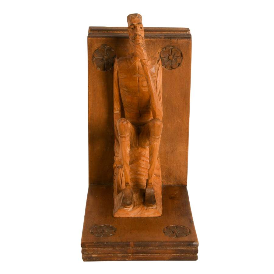 Pair of Carved Wood Don Quixote and Sancho Panza Figural Bookends-5