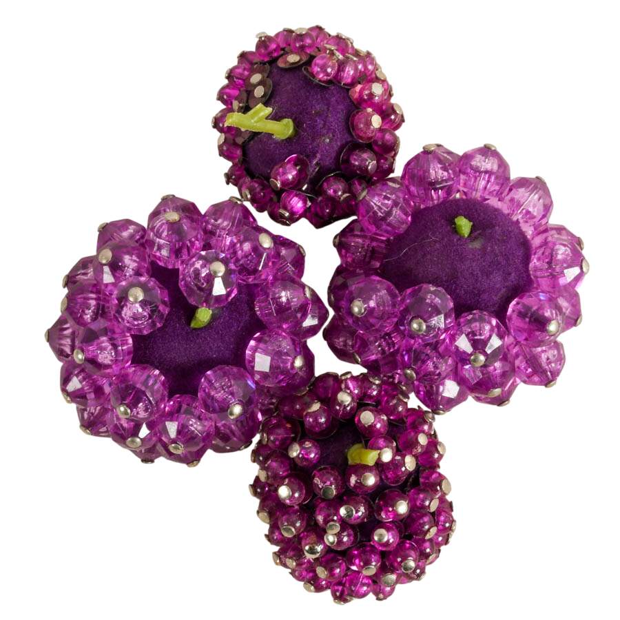 21 Handmade Mid-Century Push Pin Sequined Beaded Fruit-10
