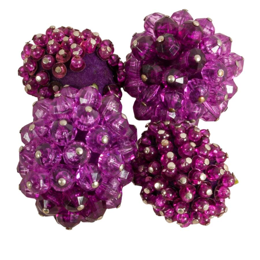 21 Handmade Mid-Century Push Pin Sequined Beaded Fruit-9