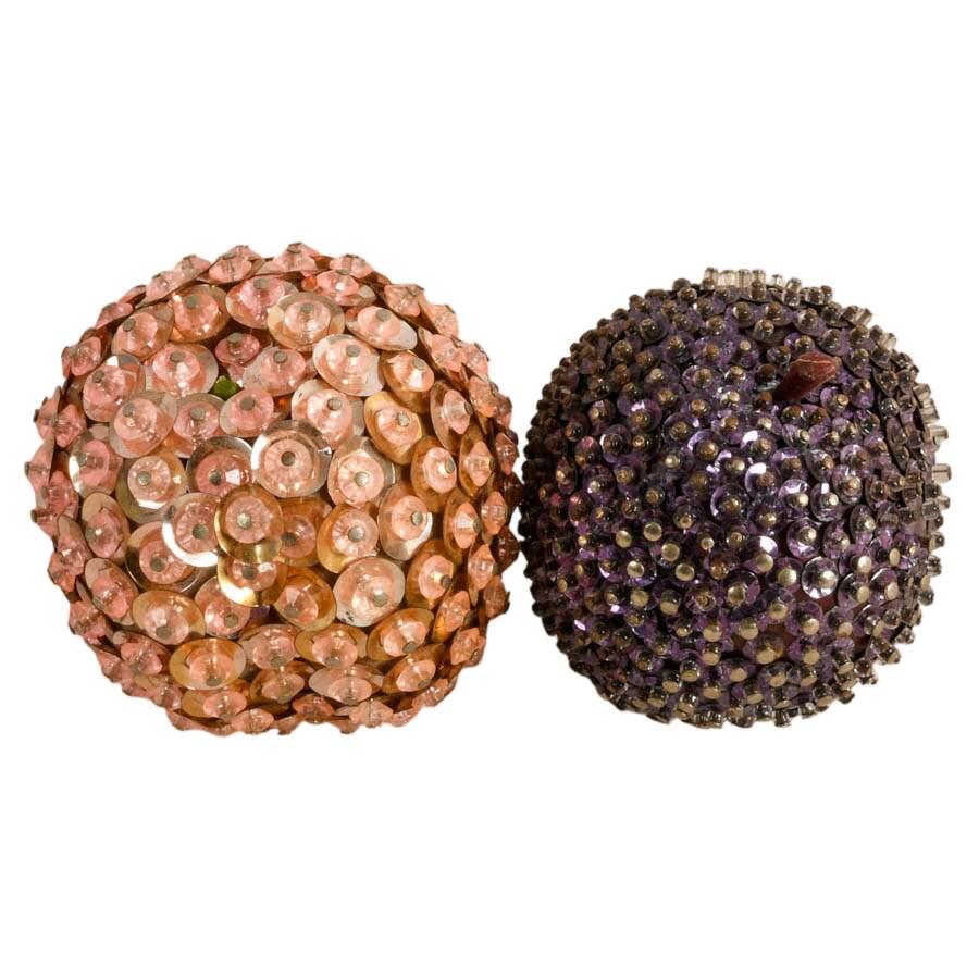 21 Handmade Mid-Century Push Pin Sequined Beaded Fruit-8