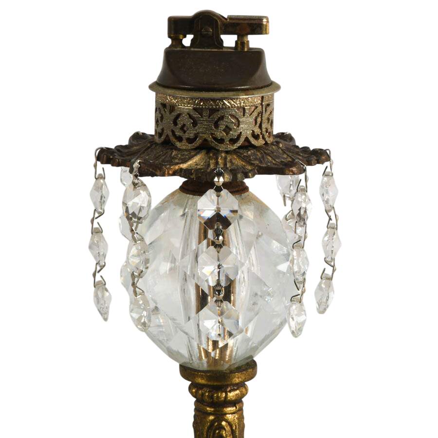 Hollywood Regency Crystal and Marble Table Lighter-3