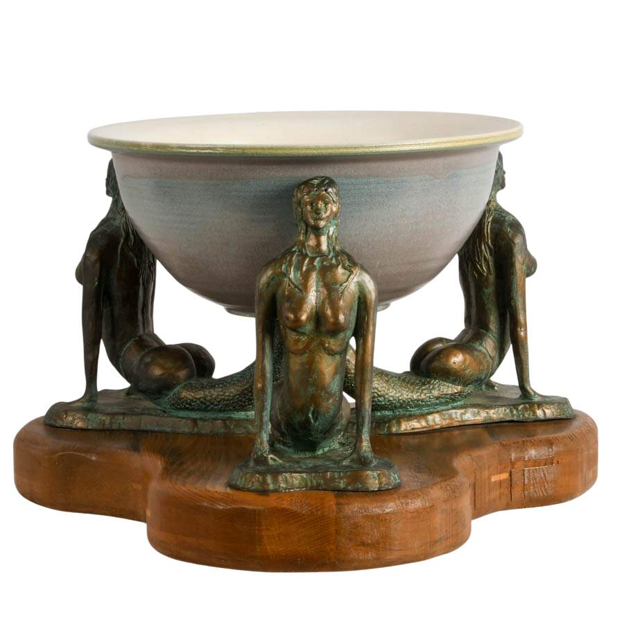 Mermaid-Themed Foam Resin and Ceramic Decorative Bowl-2