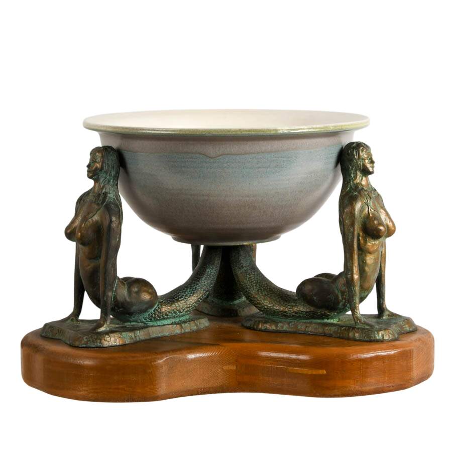 Mermaid-Themed Foam Resin and Ceramic Decorative Bowl-1