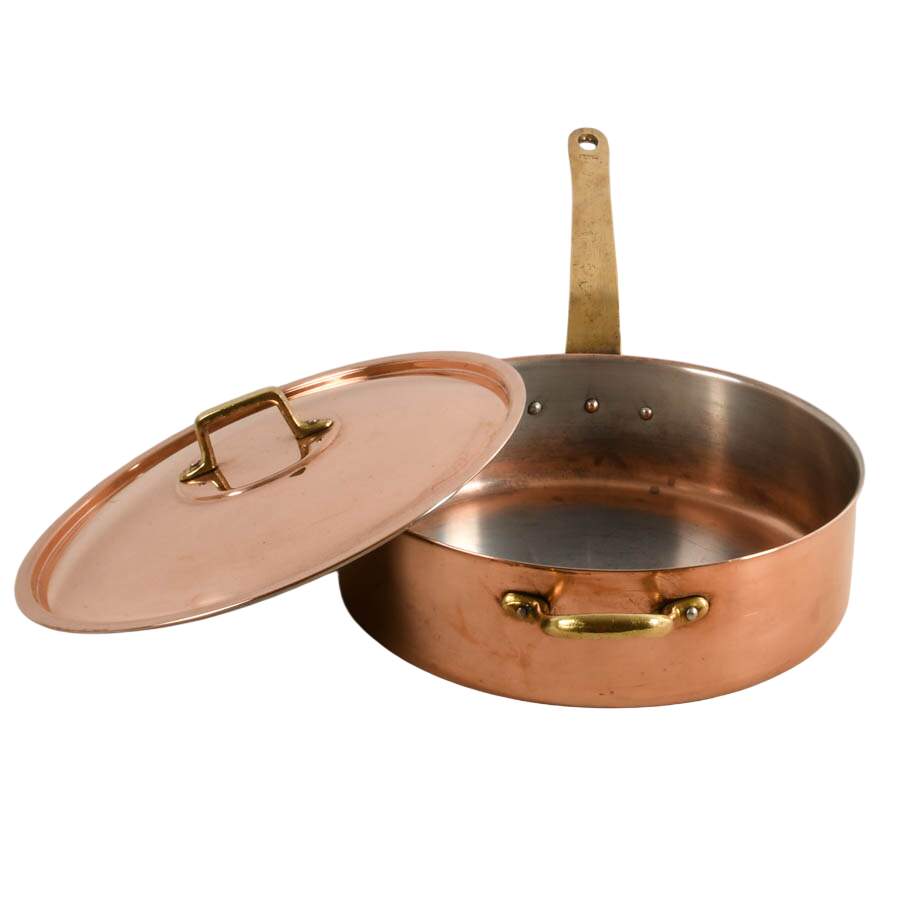 Polished Stainless Steel Sauté Pan In the Style of Mauviel M'Heritage-3