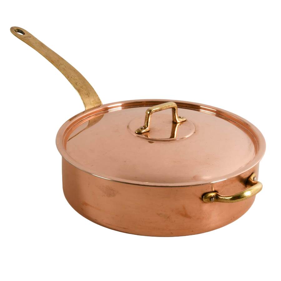 Polished Stainless Steel Sauté Pan In the Style of Mauviel M'Heritage-1