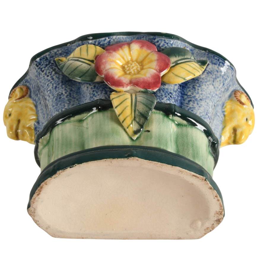 Mid-Century Japanese Floral Ceramic Wall Pocket-8