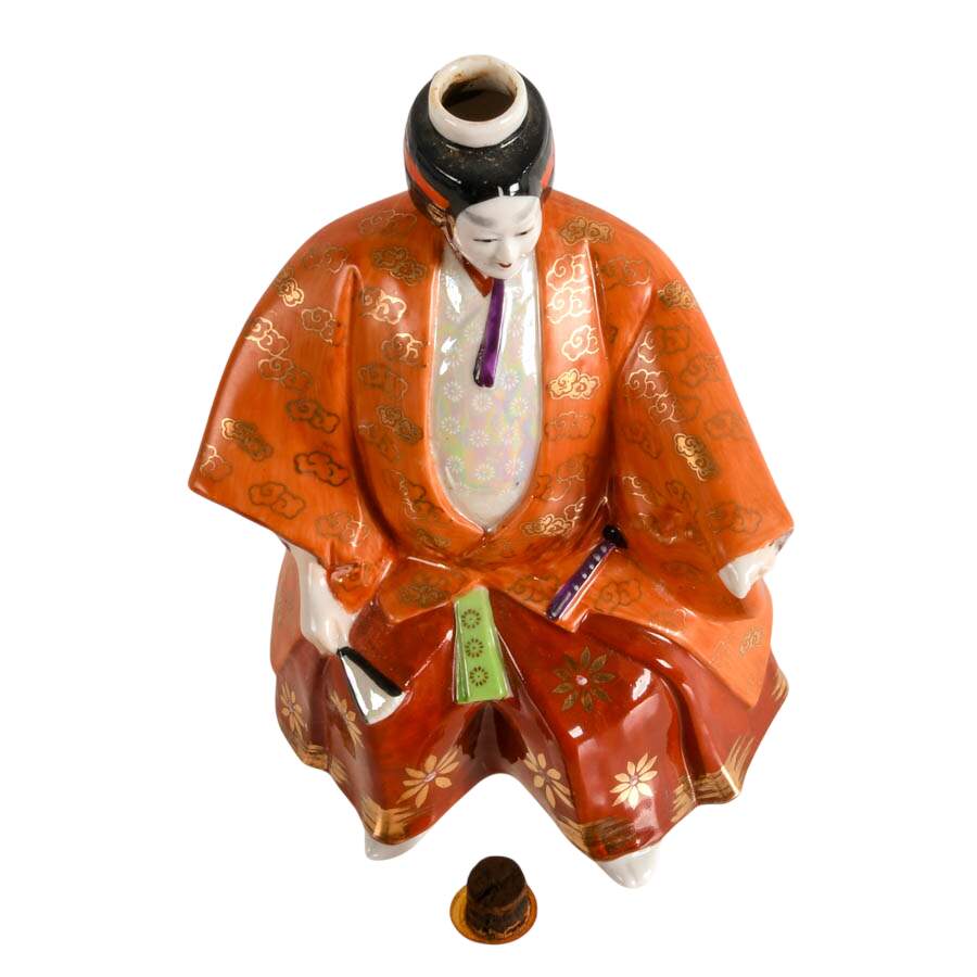Hand-Painted Japanese Kikkoman Plum Wine Porcelain Decanter-5