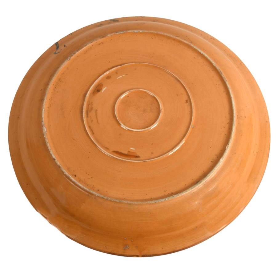 Large Deep Cobalt and Textured Beige Ceramic Platter-5