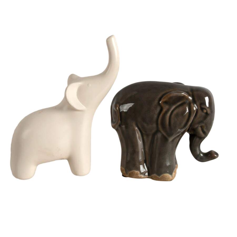 Herd of Six Stone and Ceramic Décor Elephants-7
