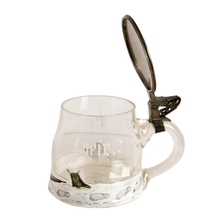 Antique German Half Liter Hand-Blown Glass Beer Stein-9