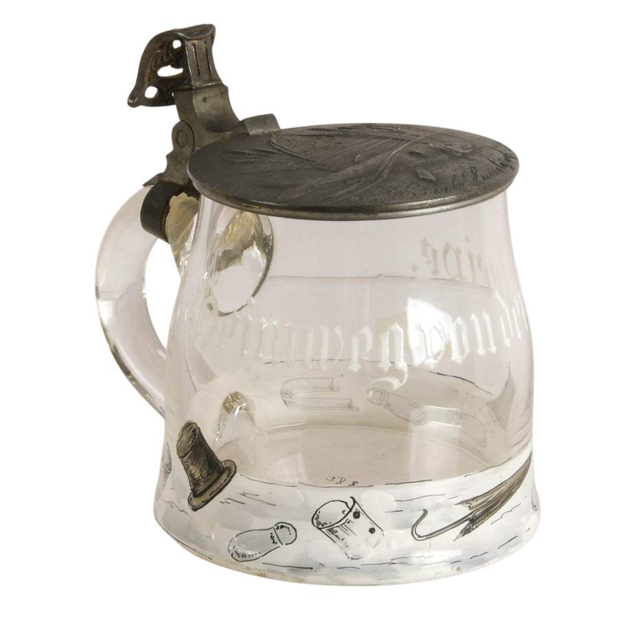 Antique German Half Liter Hand-Blown Glass Beer Stein-3
