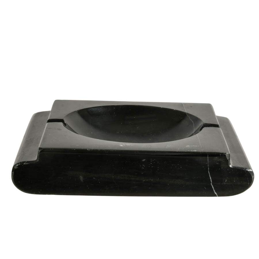 1930's Art Deco Black Marble Ashtray-5