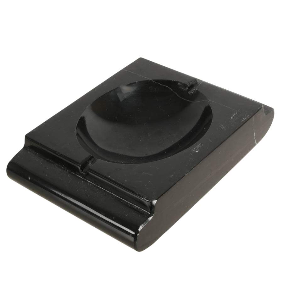 1930's Art Deco Black Marble Ashtray-4