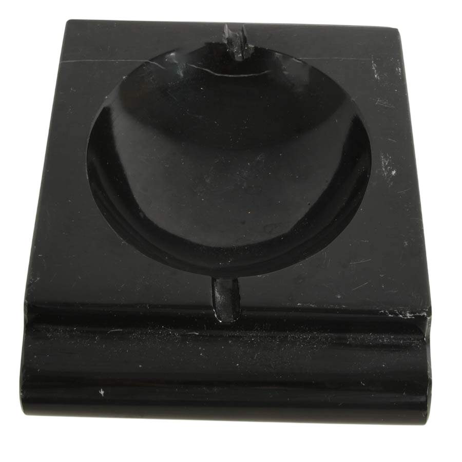 1930's Art Deco Black Marble Ashtray-3