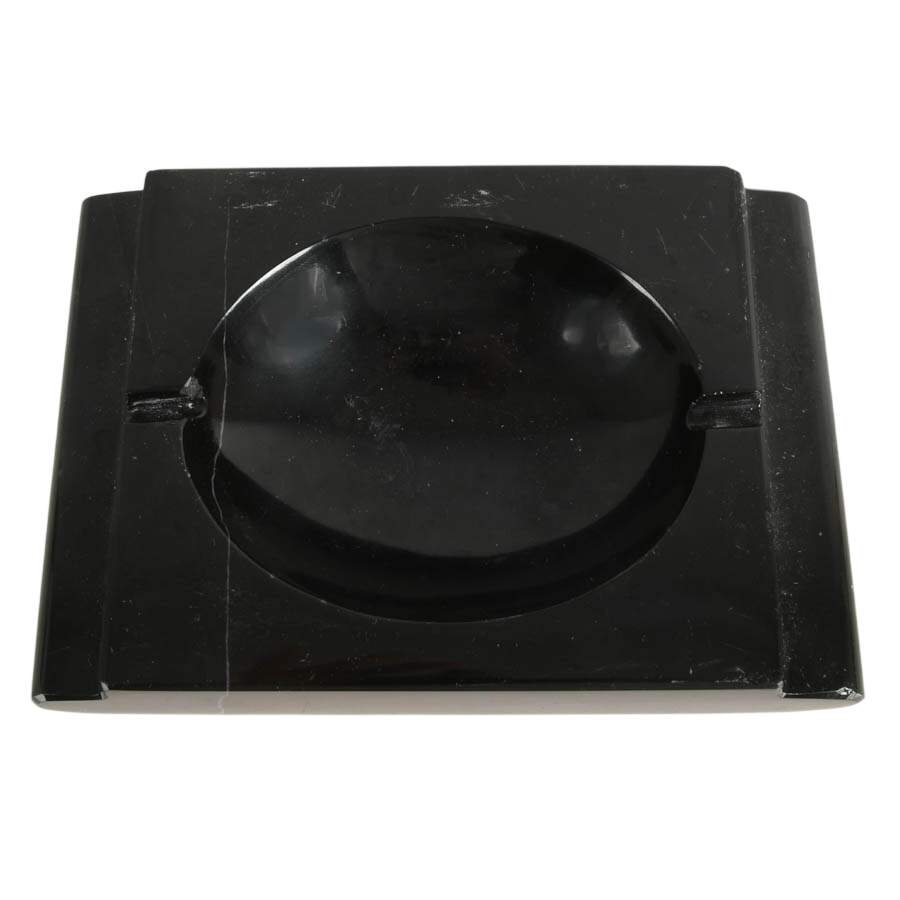 1930's Art Deco Black Marble Ashtray-1