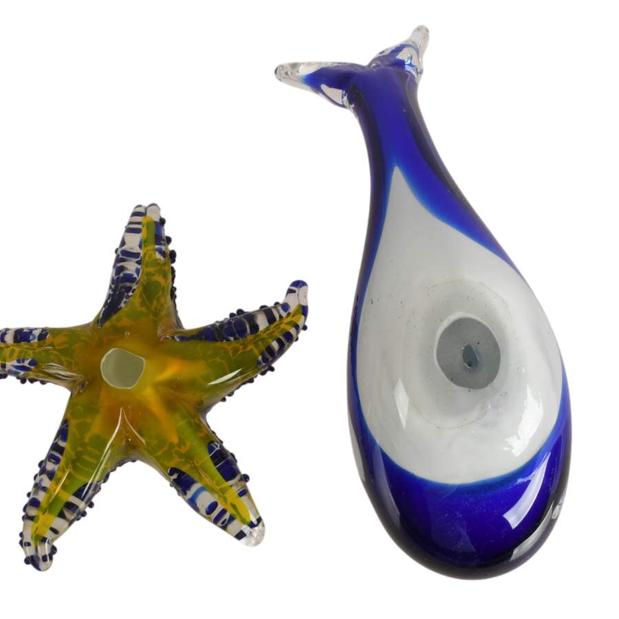 Pair of Hand-Blown Glass Sea Sculptures-8