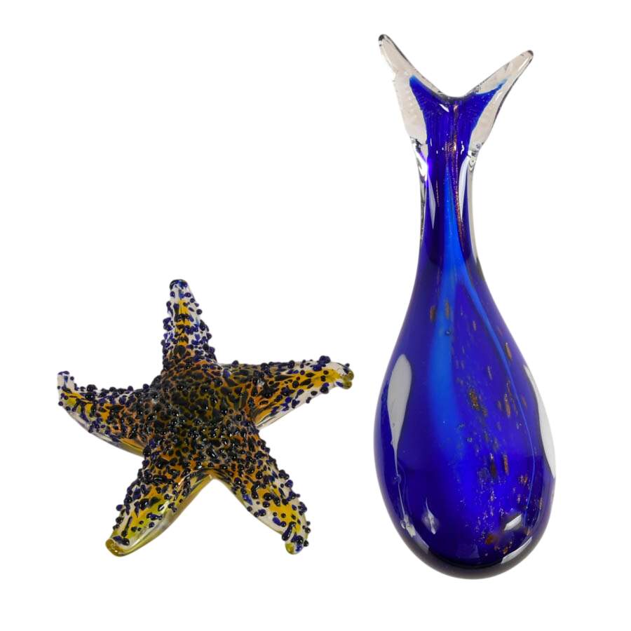 Pair of Hand-Blown Glass Sea Sculptures-1