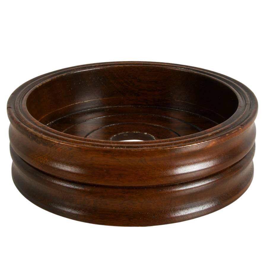 Vintage Mahogany and Sterling Silver Wine Bottle Coaster-1