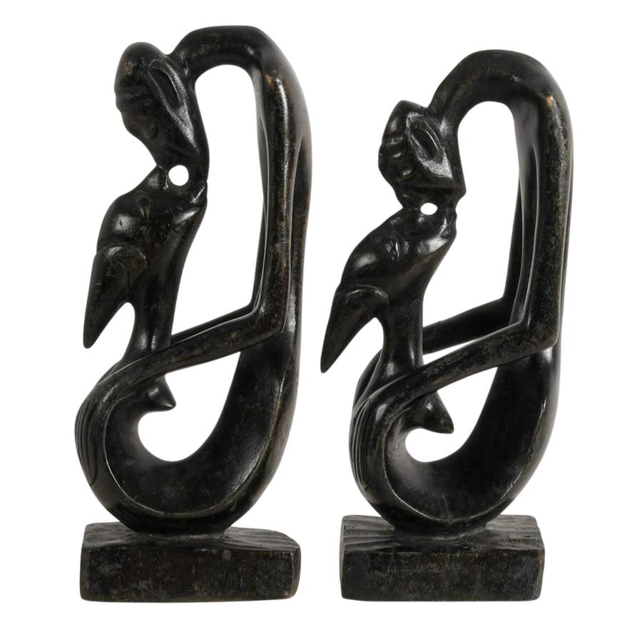Hand-Carved African Wooden Bookends-2