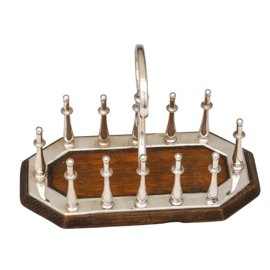 Antique Victorian Silverplate Oak Toast Rack-5