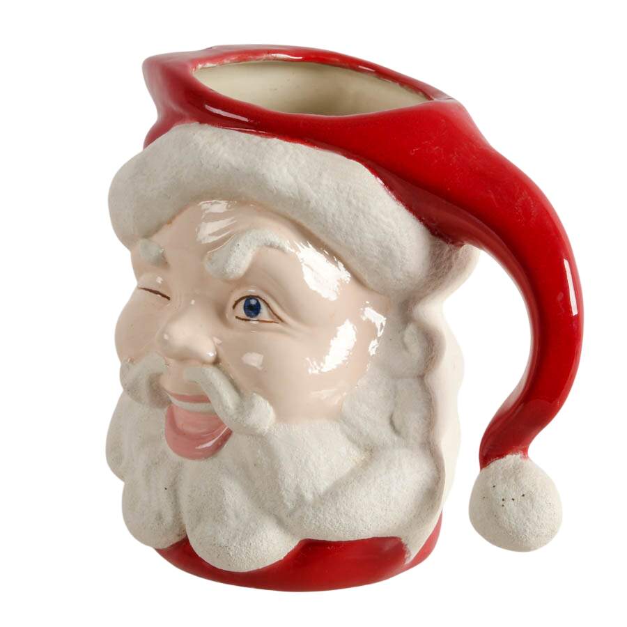 Mid-Century Ceramic Winking Santa Pitcher-2