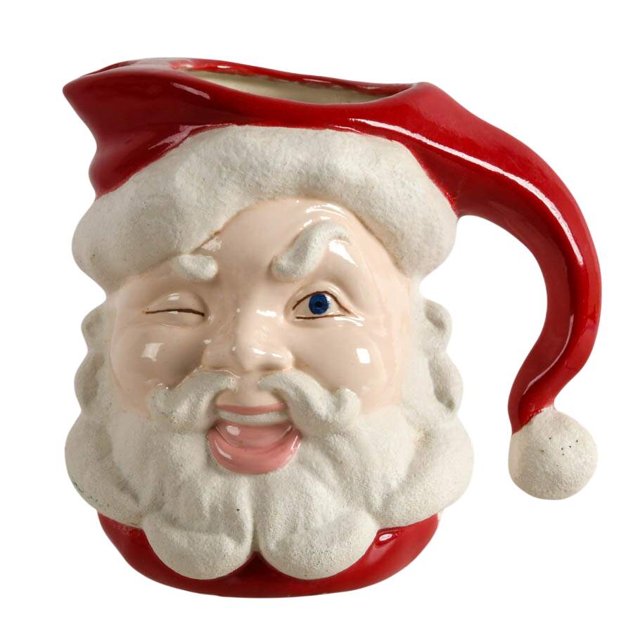 Mid-Century Ceramic Winking Santa Pitcher-1