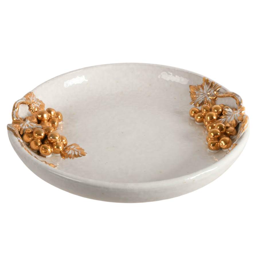 Limited-Edition Italian Pottery Gilt Fruit Service Plate-1
