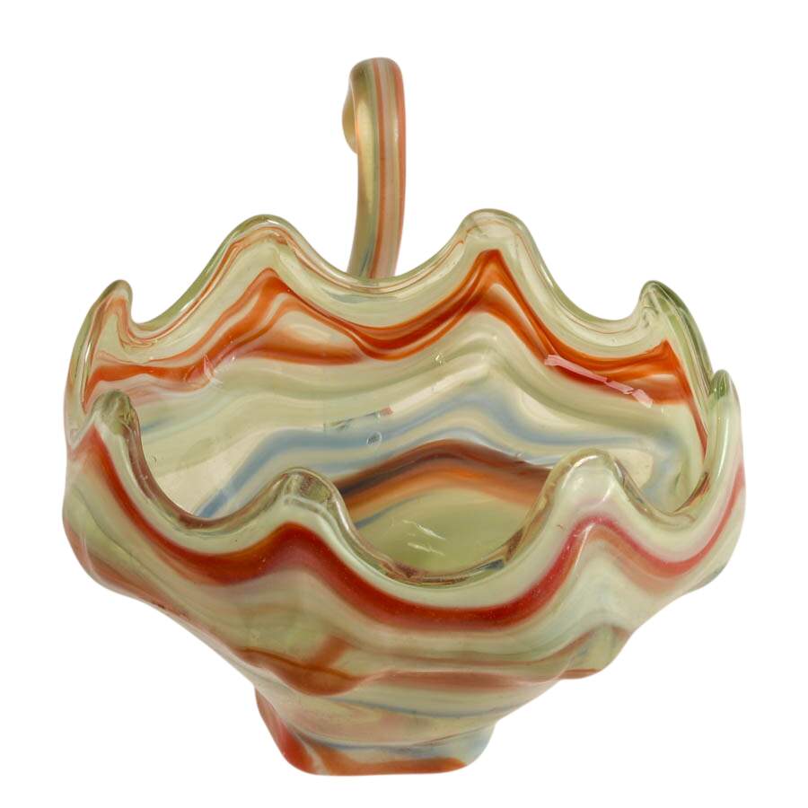 Mid-Century Hand-Blown Sooner-Style Swan Bowl-4