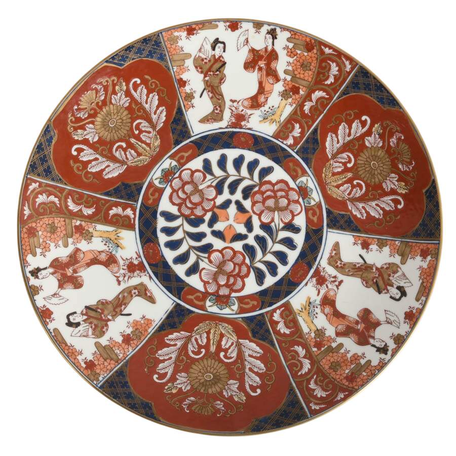 Japanese Arita-yaki Shuho-gama Blue and Red Gilt Porcelain Charger-1