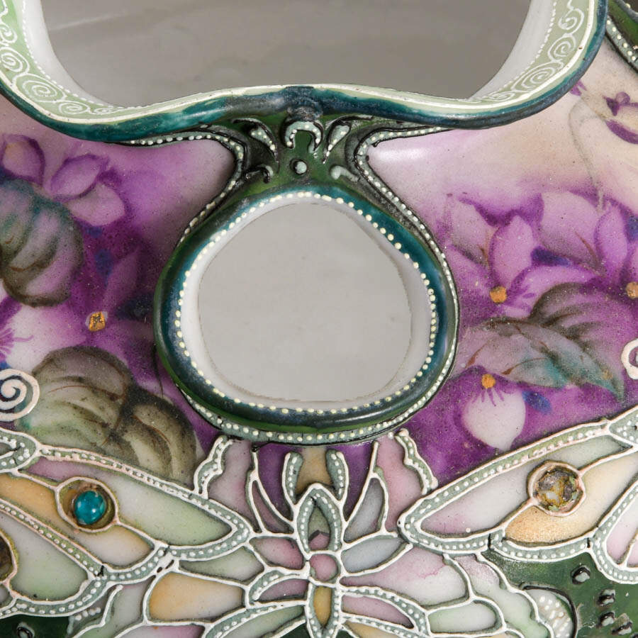 Antique Nippon Porcelain Rose Bowl Vase-5