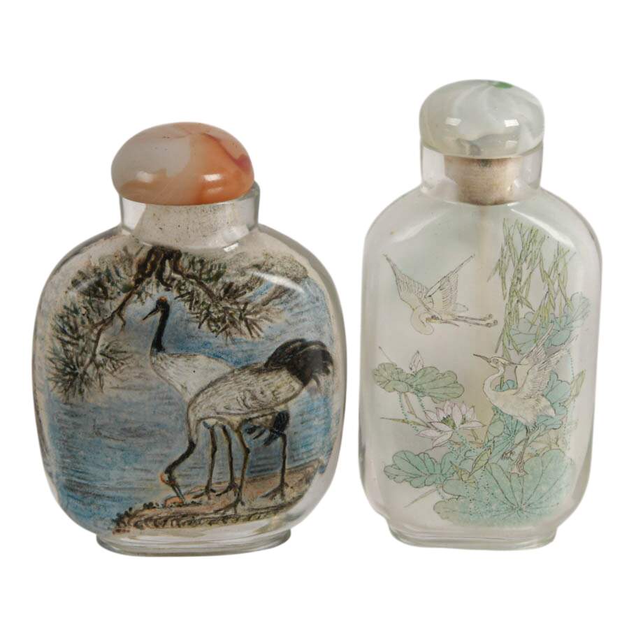 Pair of Chinese Reversed Painted Snuff Bottles-3